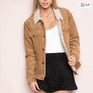 Brandy Melville Brown Corduroy Jacket with Shearling Collar